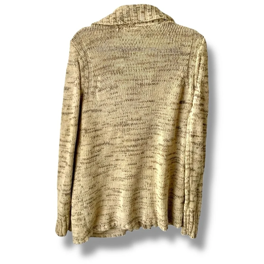 ANTHROPOLOGIE Little Yellow Bird Cardigan Sweater Marled Tan Brown Large